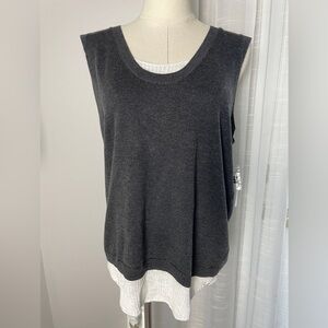 NWT Brochu Walker The Loreen Looker Layered Tank Dark Ash Combo Size Large